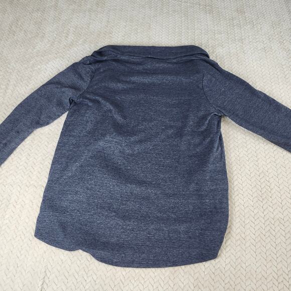 Sunday Heathered Blue Draped Cardigan with Striped Detail Inside- Size Large - Picture 6 of 6